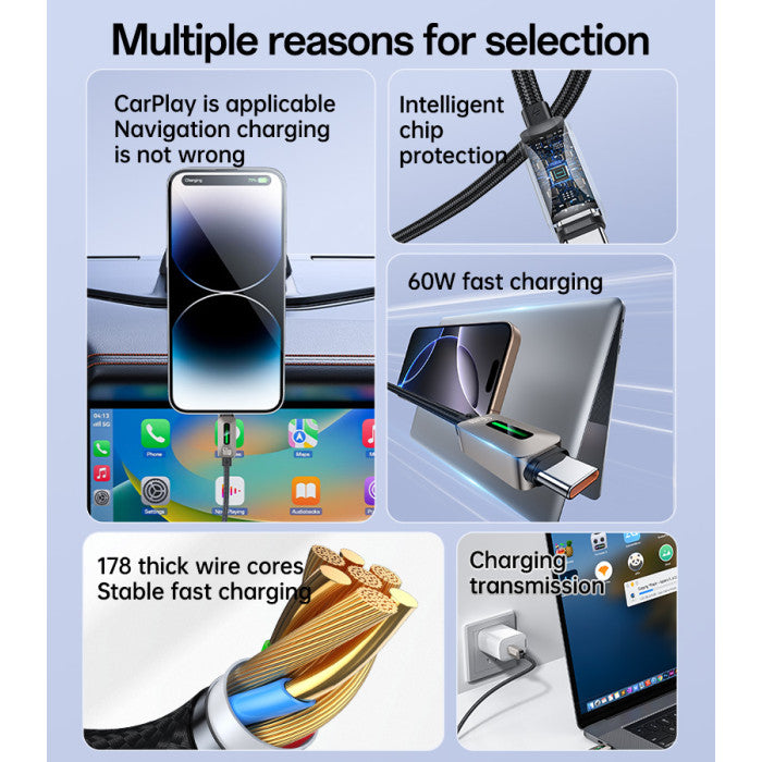 CA198 Type-C To Type-C 60W Fast Charging Data Cable